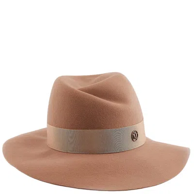 Maison Michel Ladies Camel Virginie Felt Fedora Hat In Brown