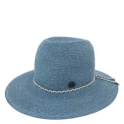 Pre-owned Maison Michel Ladies Denim Blue Virginie Fedora Hat