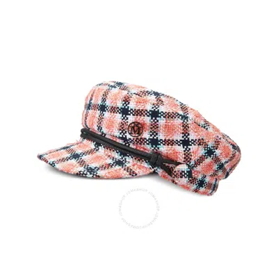 Maison Michel Woman Hat Coral Size L Cotton, Viscose, Acrylic, Polyamide, Metallic Polyester In Red