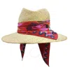 Maison Michel Kate Raffia Straw Fedora With Silk Scarf