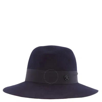 Maison Michel Ladies Navy Henrietta Wool Felt Fedora Hat In Blue