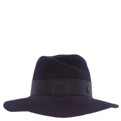 Maison Michel Ladies Navy Virginie Fedora Hat In Black