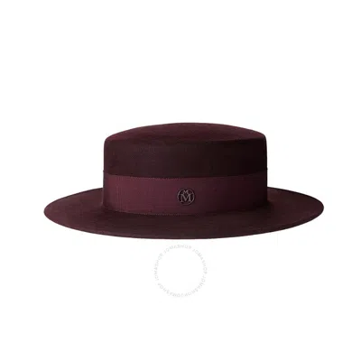 Maison Michel Kiki Felt Canotier Hat In Red/black