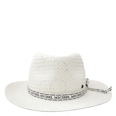 Maison Michel Ladies White Andre Fedora Logo Hat