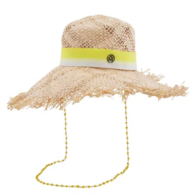 Maison Michel Ladies Yellow Big New Kendall Tie Dye Ribbon Hat