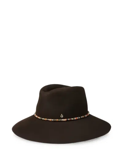 Maison Michel Lauren Beaded-trim Hat In Brown