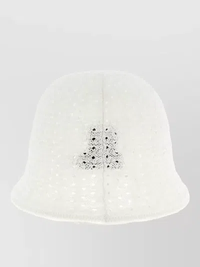 Maison Michel Lison Crochet Hat Textured Design Embellishments In White