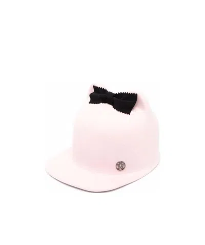 Maison Michel Logo, Bow, Hat. In Pink