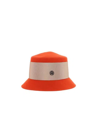 Maison Michel Logo Decorated Fisherman's Hat In Red