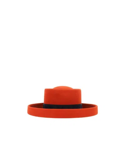 Maison Michel Logo Details Ship Hat In Red