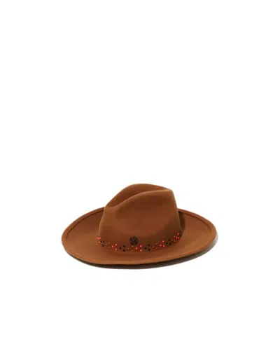 Maison Michel Logo Hat In Brown