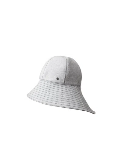 Maison Michel Logo Hat With Wide Brim In Gray