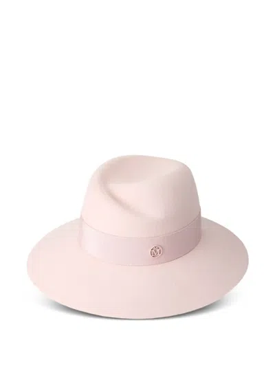 Maison Michel Logo-plaque Hat In Pink