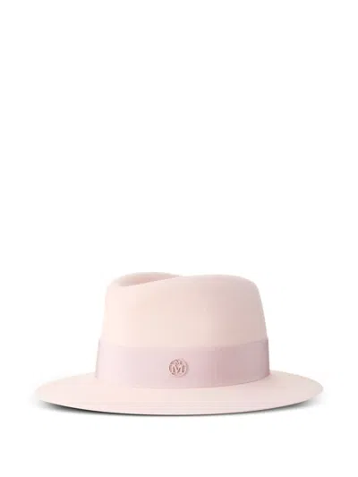 Maison Michel Logo-plaque Hat In Pink