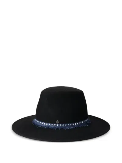 Maison Michel Logo Plaque Hat In Blue