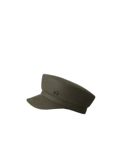 Maison Michel Logo Plaque Hat In Green