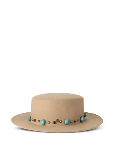Maison Michel Logo-plaque Hat In Neutral