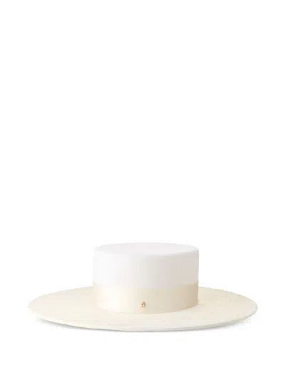 Maison Michel Logo-plaque Hat In Neutral