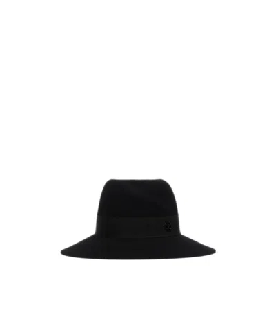 Maison Michel Logo Plaque Virginie Hat In Black