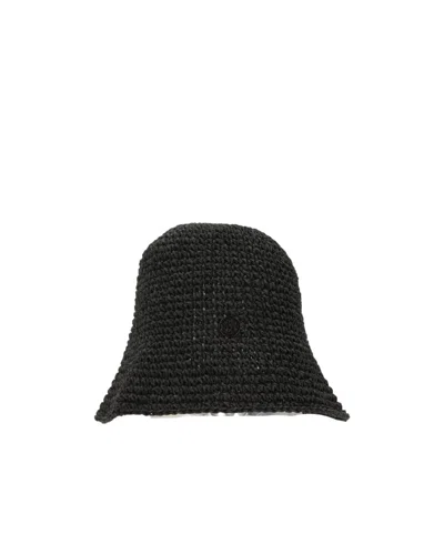 Maison Michel Logo Plaque Woven Bucket Hat In Black