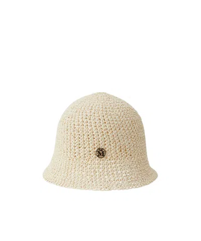 Maison Michel Logo Plaque Woven Bucket Hat In Neutral