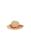 Maison Michel Logo Straw Hat In Nude