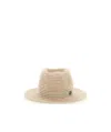 Maison Michel Logo Weaves Wide-brimmed Hat In Nude