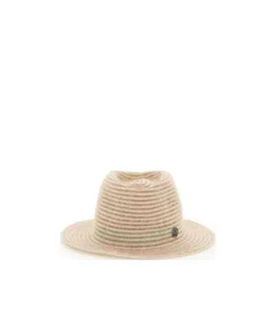 Maison Michel Logo Weaves Wide-brimmed Hat In Nude