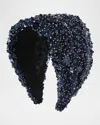 Maison Michel Mariah Sequined Tulle Headband In Navy