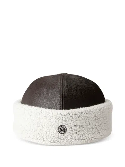 Maison Michel Marthe Shearling-trim Leather Hat In Black