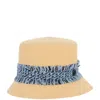 Maison Michel Natural Textured Bucket Hat In Brown