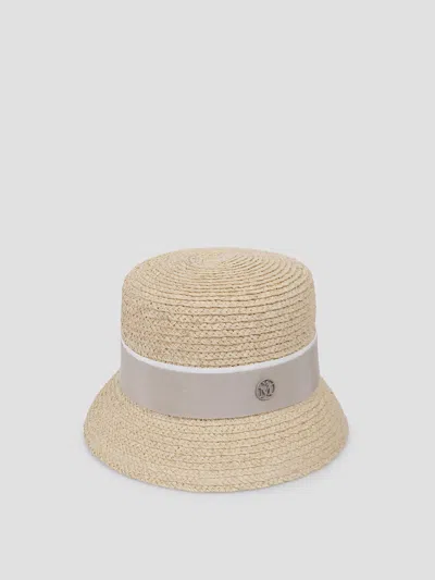 Maison Michel Mini Straw Hat For Summer 2025 In Neutral