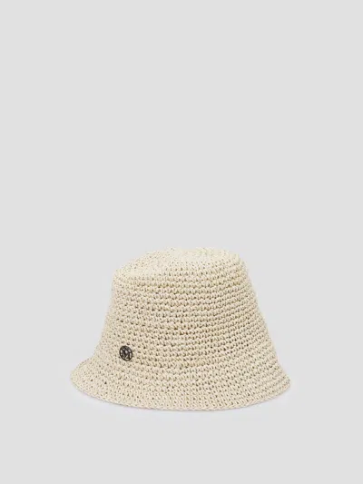 Maison Michel Mini Stylish Paper Hat In Neutral