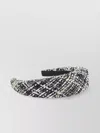 Maison Michel Textured Tweed Headband With Metallic Accents In Gray