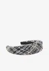 Maison Michel Textured Tweed Headband With Metallic Accents In Gray