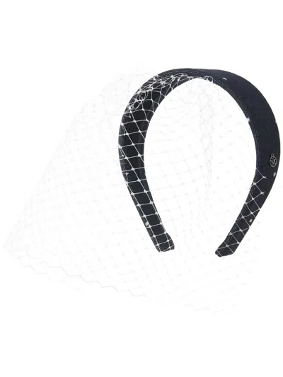 Maison Michel Miwa Veil-detail Headband In Blue