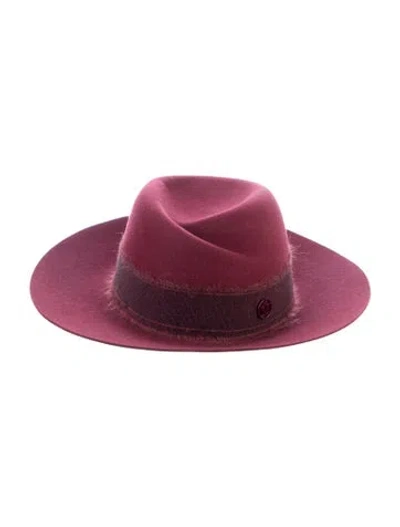 Pre-owned Maison Michel Mohair Rabbit Felt Fedora W/tags In Burgundy