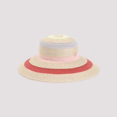 Maison Michel Multi Color Striped Hat In Multicolor