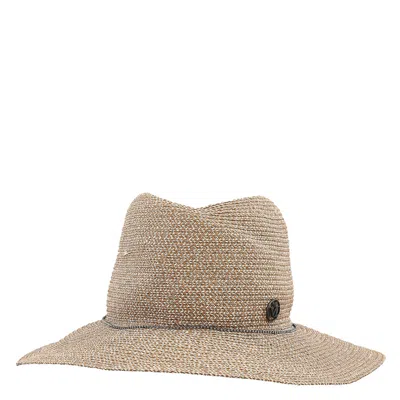 Maison Michel Natural/camel Virginie Straw Fedora Hat In Neutral