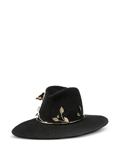 Maison Michel Neva Leaf-detailed Hat In Black