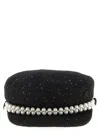 Maison Michel Abby Sequined Tweed Newsboy Hat In Black