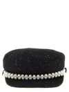 Maison Michel Abby Sequined Tweed Newsboy Hat In Black