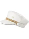 Maison Michel New Abby Wool Newsboy Cap With Embellished Chain In White