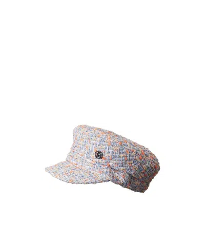 Maison Michel New Abby Tweed Cap In Gray