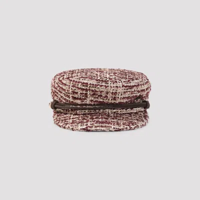 Maison Michel New Abby Tweed Mini Hat In Burgundy