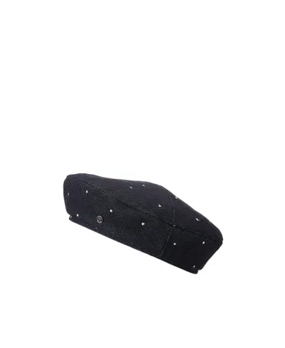 Maison Michel New Billy Denim Beret In Black