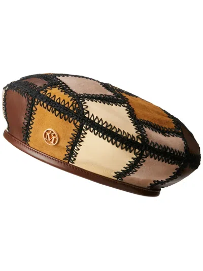 Maison Michel New Billy Patchwork Beret In Brown