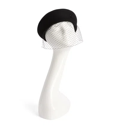 Maison Michel New Bonnie Veil Beret In Black
