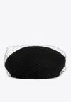 Maison Michel New Bonnie Veil Black Wool Felt Hat In Black