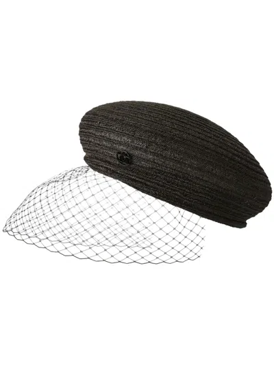 Maison Michel New Bonnie Veil Beret In Brown